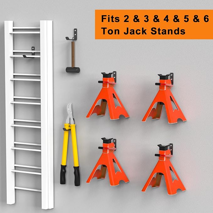 Jack Stand Wall Mount Organizer, Car Jack Stands Wall Hooks - Image 4