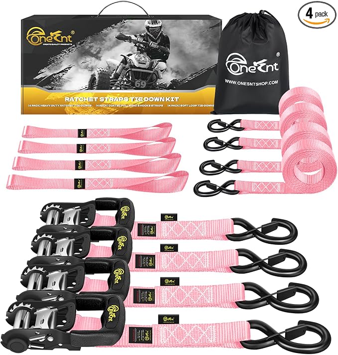 4Pcs Heavy Duty Ratchet Straps-1.6”x16ft Ratchet Strap Tie Down Kit by Onesnt