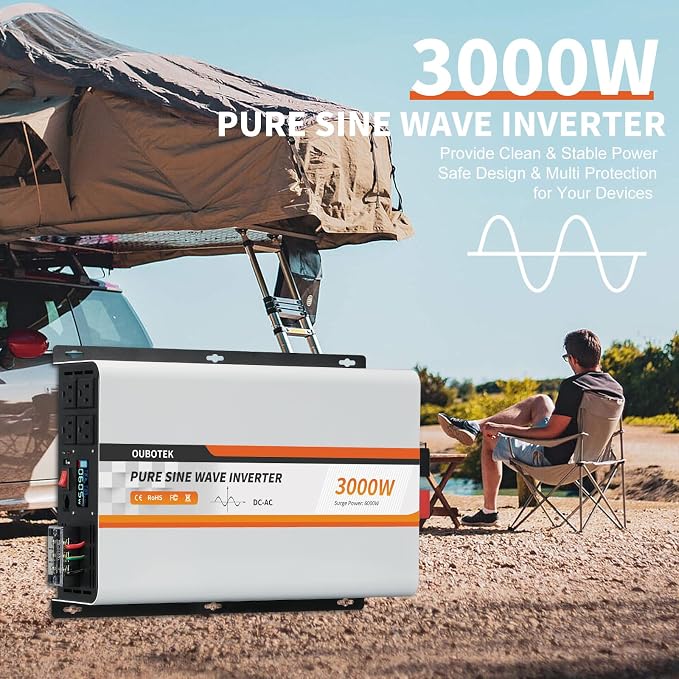 3000 Watt Pure Sine Wave Inverter, DC 12V to AC 120V - Image 9
