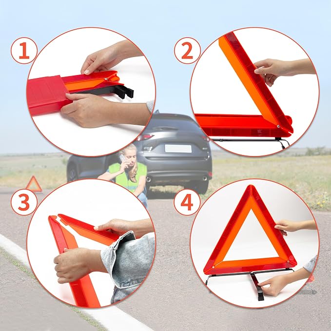 AYKRM 3Pack Car Warning Triangle Heavy Reflective Warning Road Safety Triangle - Image 3