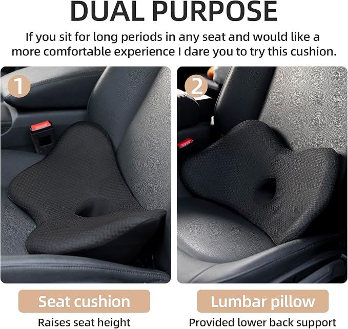 Lumbar Support Pillow for Car, 2 in 1 Memory Foam Lower Back Support Cushion - Image 3