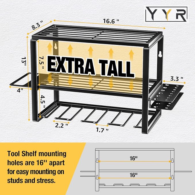 YYR Heavy Duty Power Tool Organizer Wall Mount, Cordless Drill Hanger Storage - Image 2