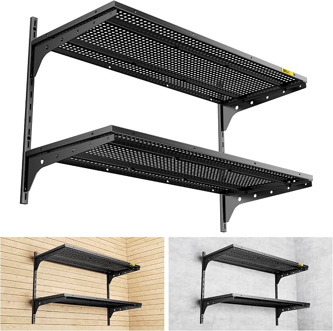 2 Tier 1.3x3ft Garage Shelving Wall Mounted, 400 lbs Load Capacity, 15.6x36inch by Unknown
