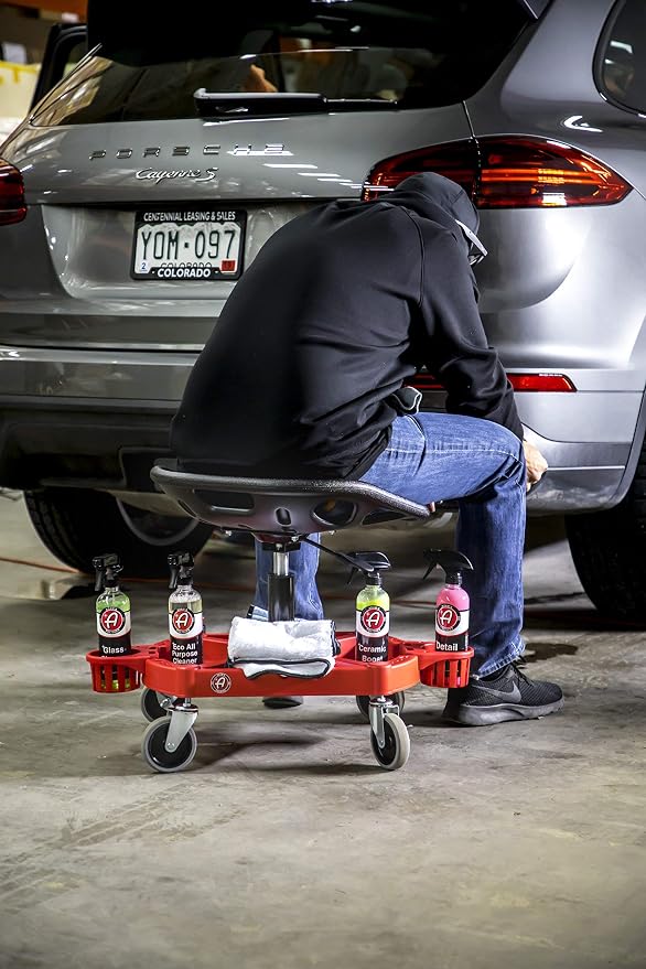Adam's Polishes Pro Rolling Stool, Car Detailing Stool Chair, Shop Stool - Image 2