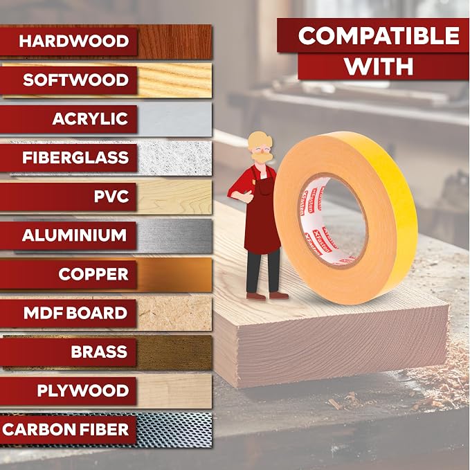 XFasten Bulk Double Sided Woodworking Tape 1-inch, 592 Feet Total Residue-Free - Image 7