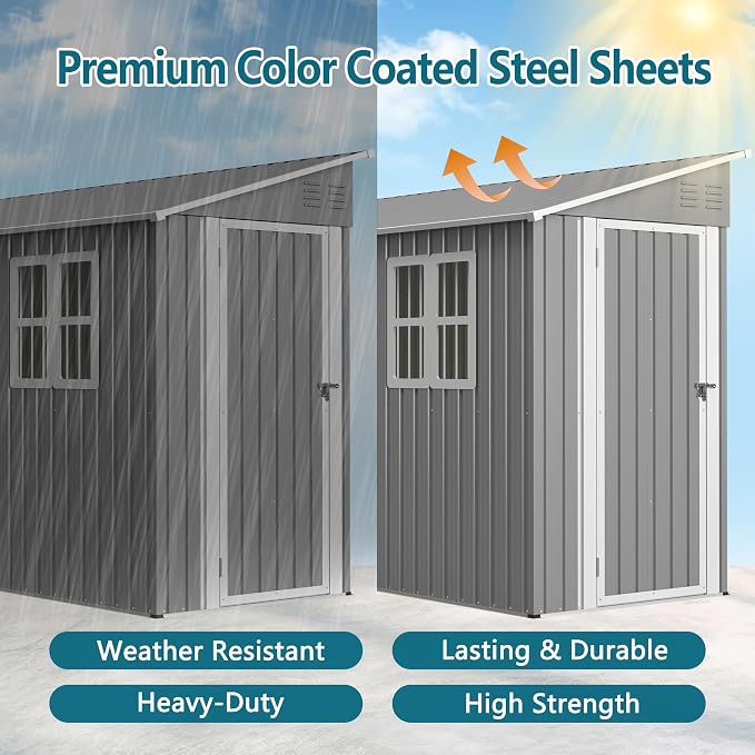 4 x 10 FT Metal Outdoor Storage Shed - Image 7