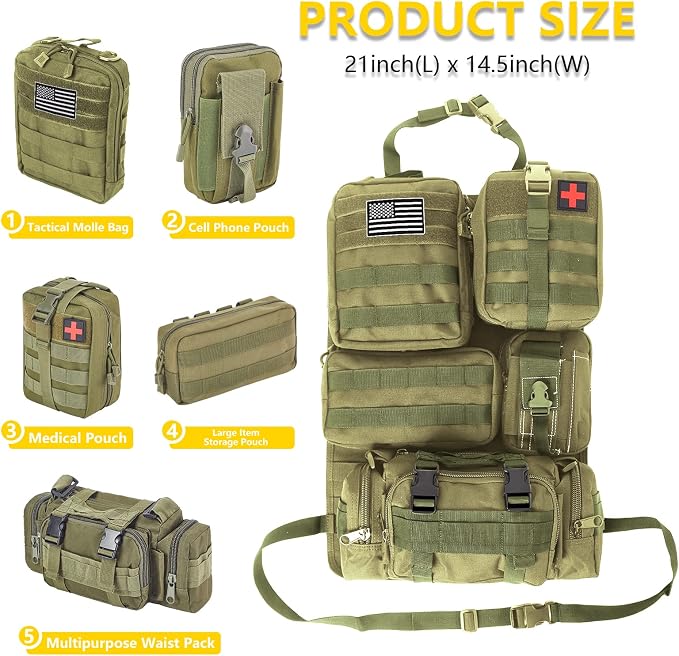 Universal Tactical Seat ​Back Organizer Vehicle Molle Panel Organizer Storage - Image 2
