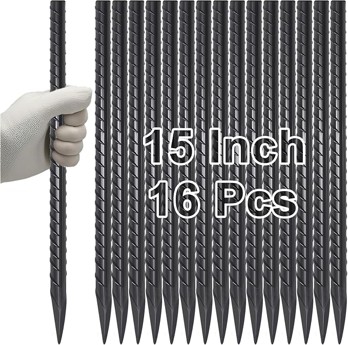 VVOKGO Rebar Stakes 15 Inches Ground Concrete Form Stakes, 3/8" Diameter by VVOKGO