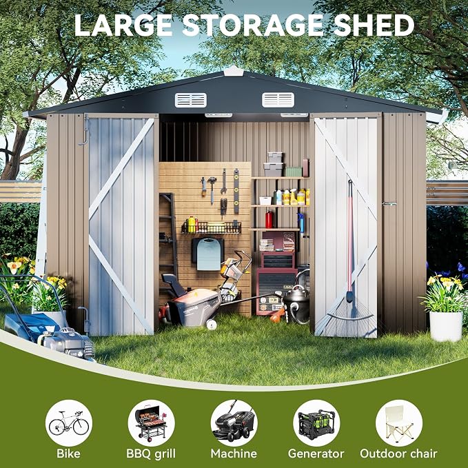 COMHOMA Shed Outdoor Storage Shed Metal, Lockable Doors Tool Sheds - Image 4