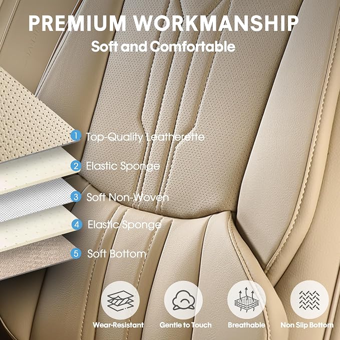 AOOG Front Seat Covers, Car Seat Covers Front Seats, Leather Seat Covers - Image 4