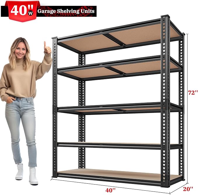 REIBII 2500LBS Garage Shelving Heavy Duty 72''H Storage Shelves 40" W Heavy - Image 3