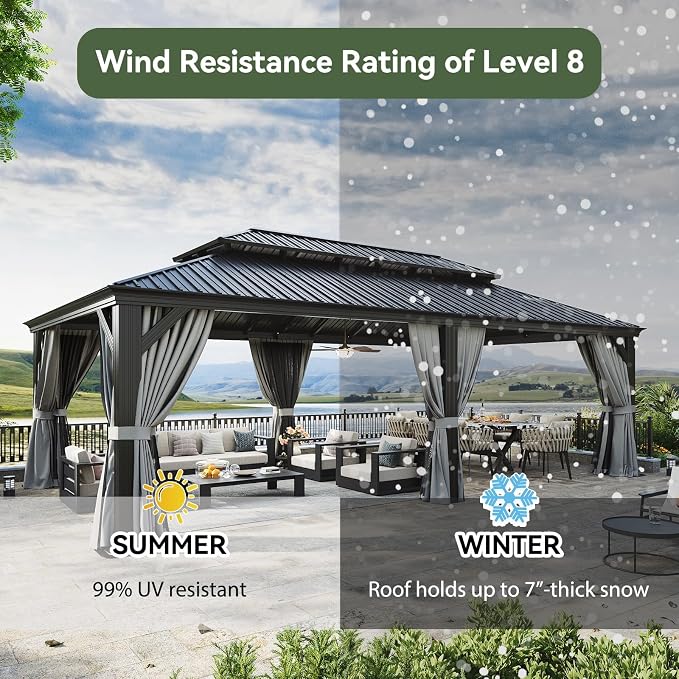 Aoxun 14' X 24' Hardtop Gazebo - Image 7