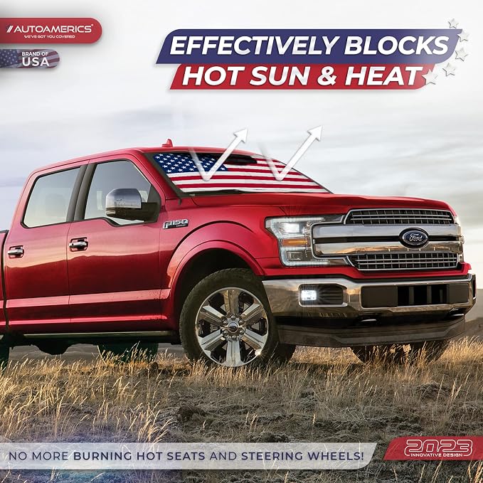 Autoamerics 1-Piece Windshield Sun Shade Original American Flag USA Patriotic - Image 3