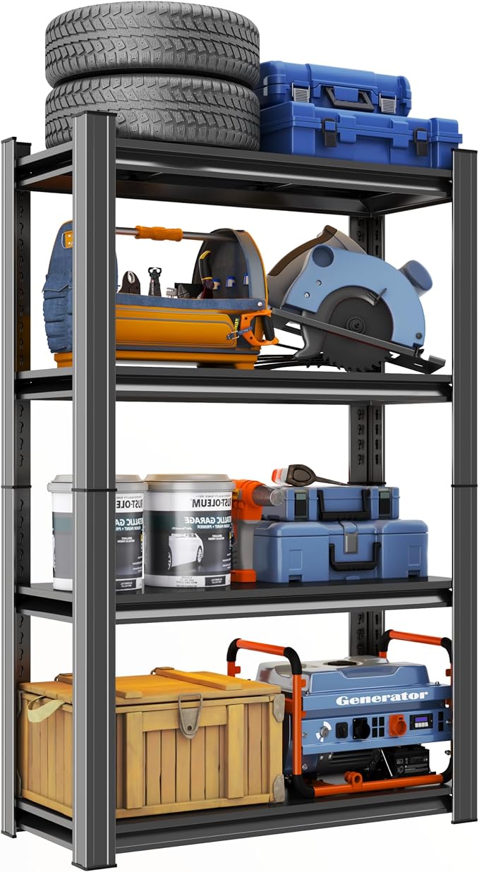 Metal Garage Shelving Unit, Heavy Duty 4-Tier Adjustable Storage Rack, Steel by Notmise