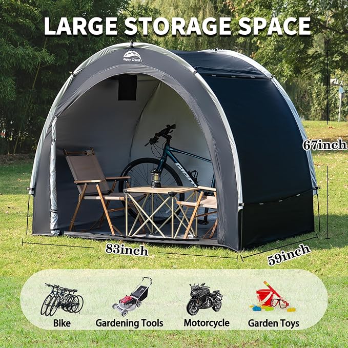 Happy Travel Bike Storage Tent Shed, Outdoor Waterproof Bicycle Covers Shelter - Image 2