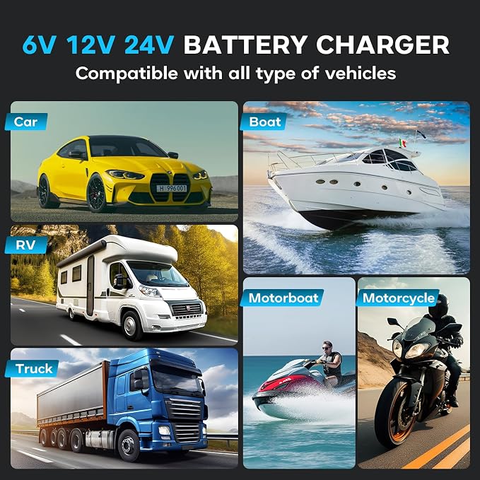 35 Amp Battery Charger, 6V/12V/24V Smart trickle Charger, car Battery Charger - Image 3