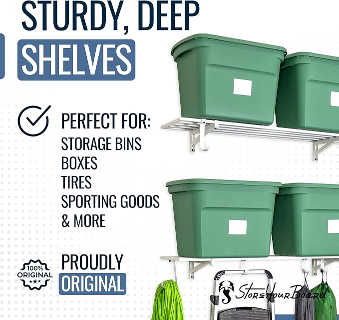 StoreYourBoard 2-Pack Heavy Duty Wall Shelves – Wall-Mounted Garage Storage - Image 4