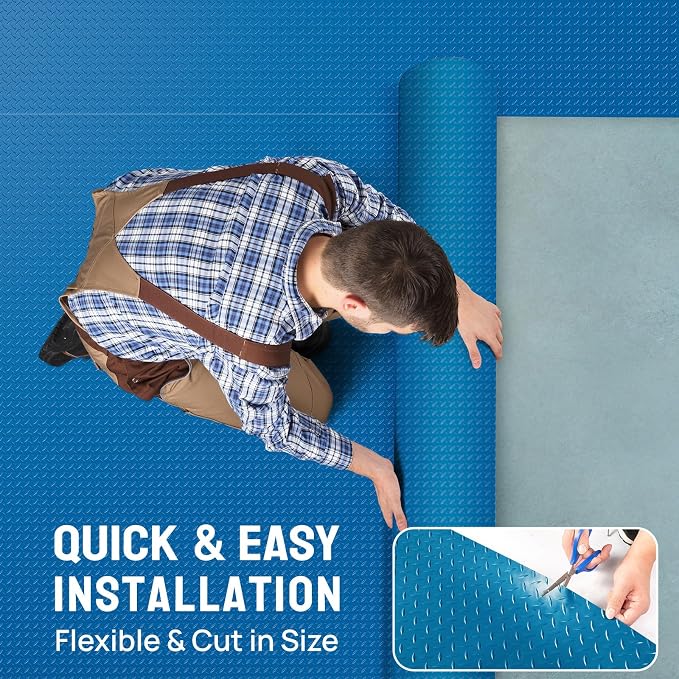 TUFFIOM 7.5 x 20 FT Garage Floor Mat, Thickened Diamond Plate PVC Garage Mats - Image 4