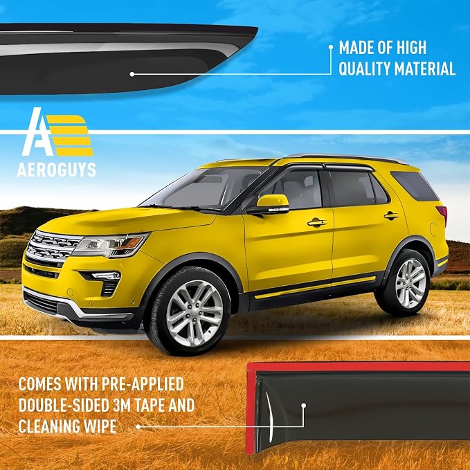 Extra Durable Window Deflectors Tape-On Window Visors Rain Guards Fit - Image 6