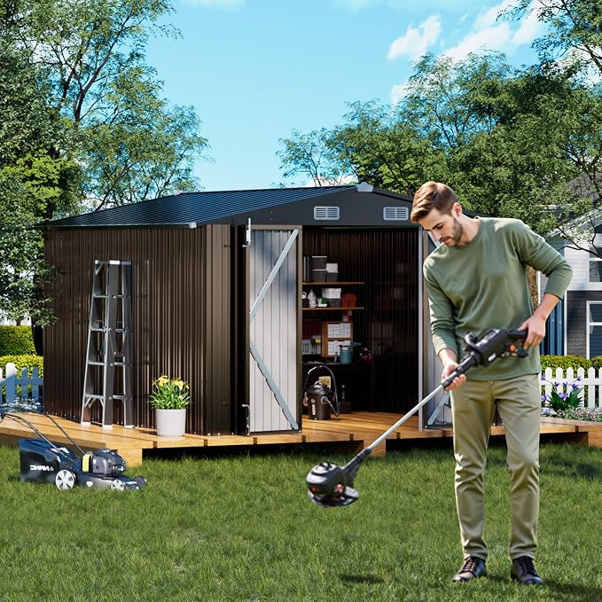 COMHOMA Shed Outdoor Storage Shed Metal, Lockable Doors Tool Sheds - Image 6