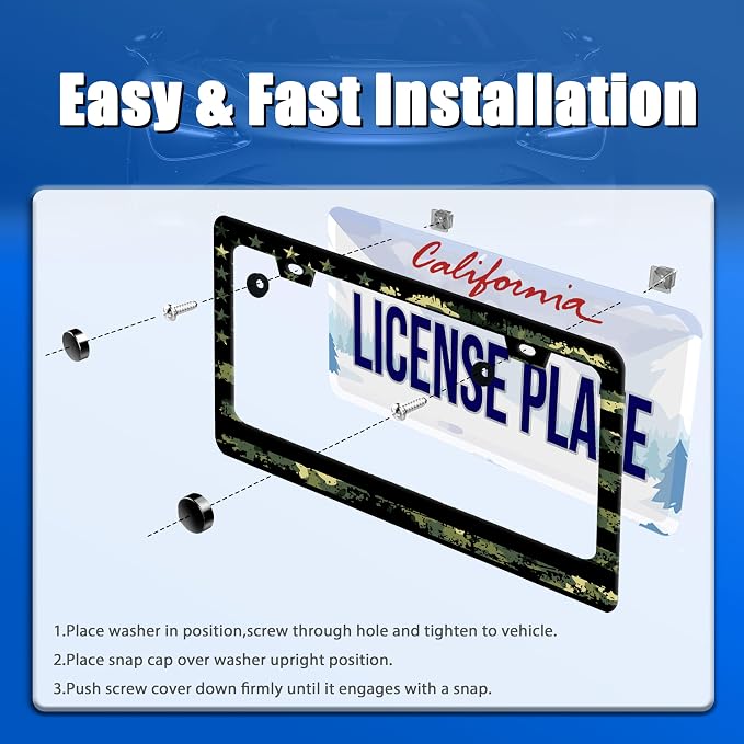 Camo License Plate Frame American Flag License Plate Stainless Steel Funny - Image 3