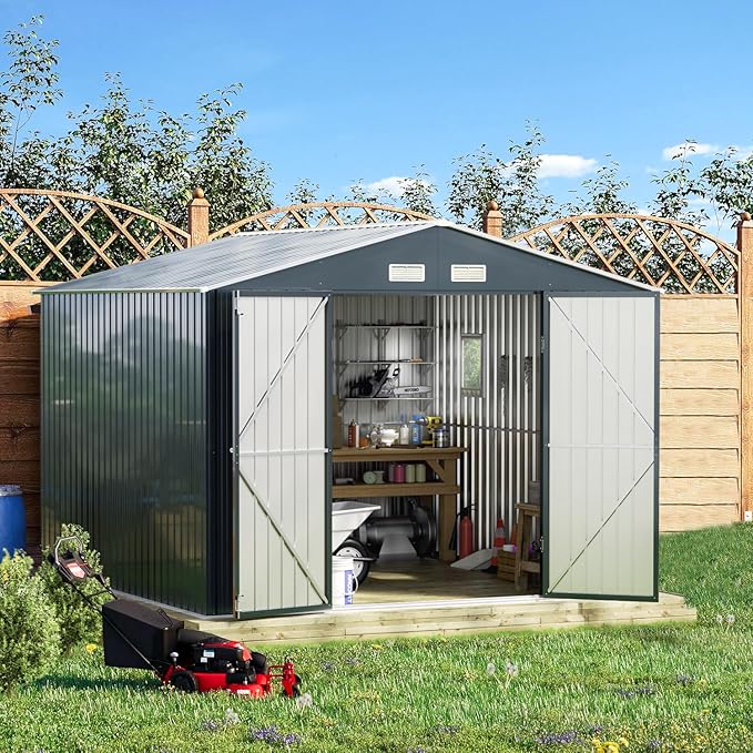 Breezz Outdoor Storage Shed 10X10FT. Utility Tool Shed Metal Storage Garden Shed - Image 6