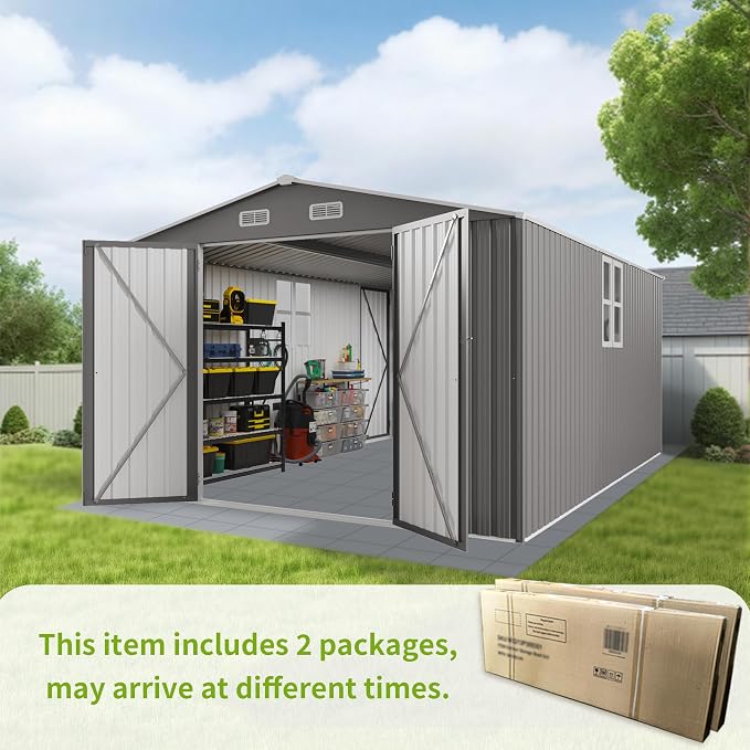 10 x 14 FT Outdoor Storage Shed, Metal Garden Tool Shed - Image 6