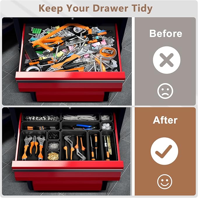 【More Larger Size】A-LUGEI【69Pcs】【5 Size】 Tool Box Organizer Tray Divider Set - Image 5