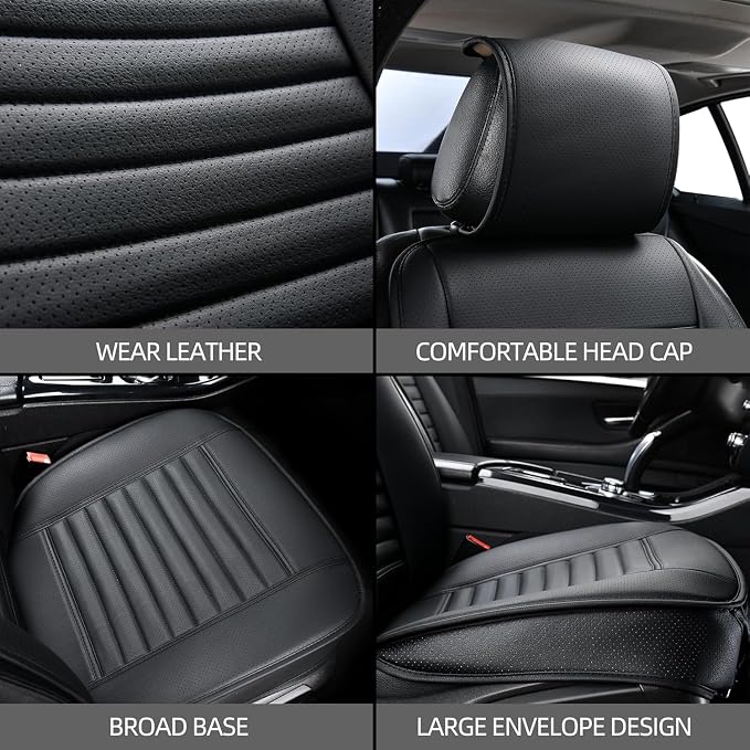 Universal Leather Car Seat Covers Full Set, Car Seat Cushion Covers Protector - Image 5