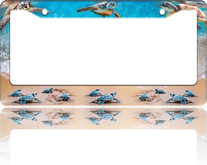 Sea Turtle License Plate Frame Seaside Beach Stainless Steel License Plate by TINALUIN