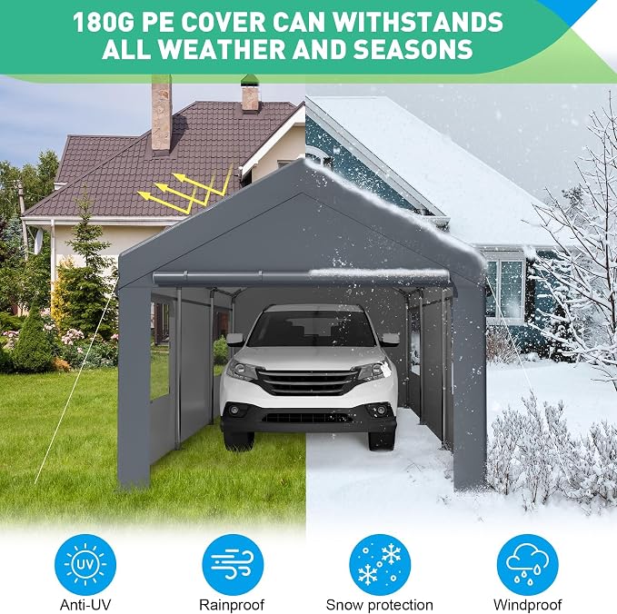 12X20 Ft Heavy Duty Carport Canopy, Portable Garage, Car Tents, Reinforced - Image 4