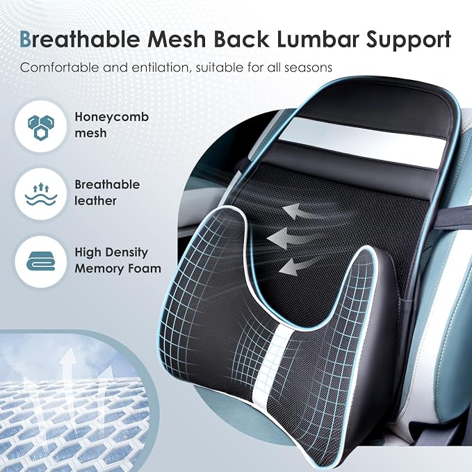 FLORICH Double Layer Breathable Mesh Lumbar Support Ergonomic Leather Lumbar - Image 3