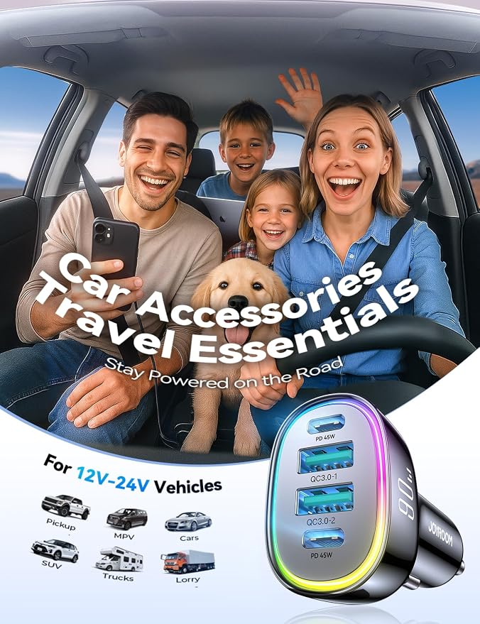 JOYROOM Car Charger USB C, 90W 4 Port Car Charger Adapter - Image 4