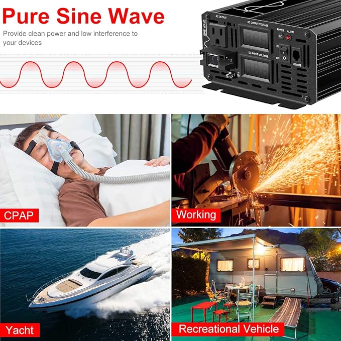 Xijia 3000W Pure Sine Wave Inverter DC 36V to AC 120V 60HZ Solar Converter - Image 4