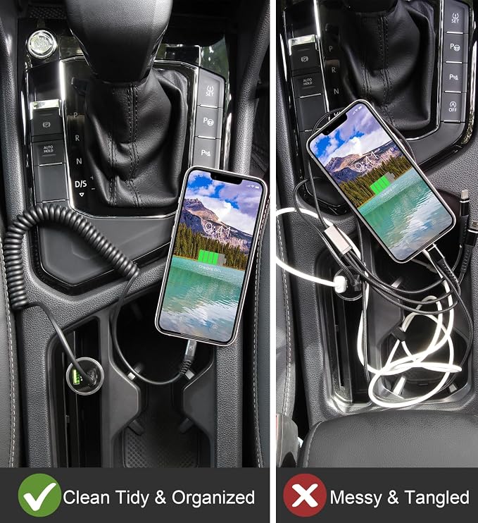 iPhone Charger Cable for Car, Coiled Lightning Cable 2 Pack Lightning Cord - Image 4
