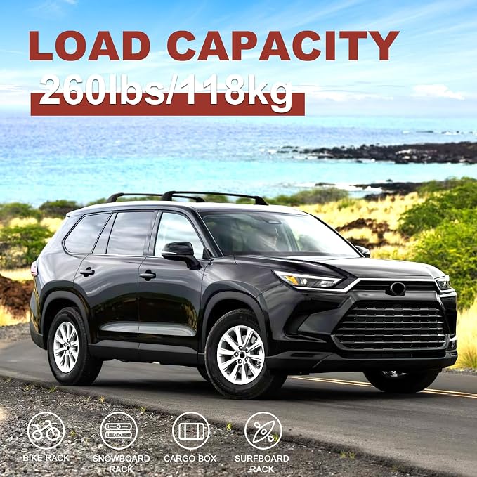 KINGGERI Lockable 260LBS Roof Rack Cross Bars Compatible - Image 6