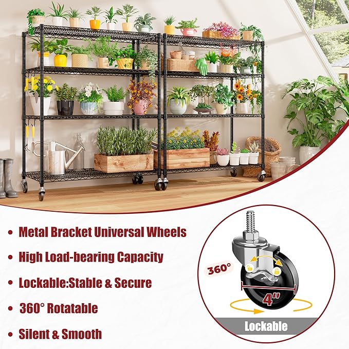 PrimeZone 2 Packs 55.5" W x 24" D x 80" H Heavy Duty Wire Storage Shelves - Image 6
