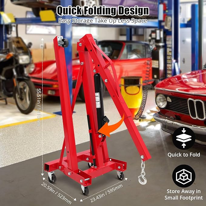 Engine Hoist 2 Ton, Cherry Picker Engine Hoist, Folding Hydraulic Tilting - Image 7