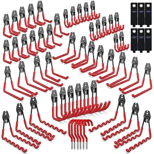 3-H Garage Wall Hooks 60 Pack, Heavy Duty Garage Hooks by 3-H