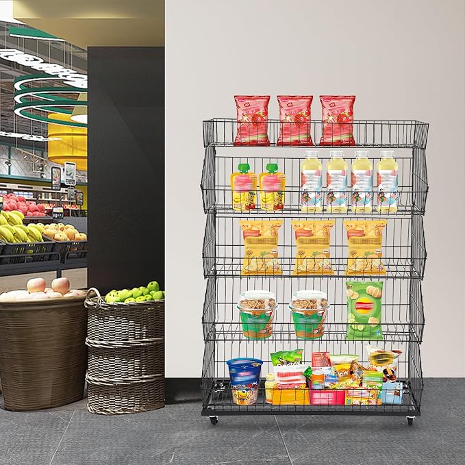 Retail Display Rack 5-Tier Market Merchandise Display Shelf Fruit Store Storage - Image 2