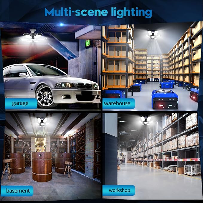 TANBABY 2 Pack LED Garage Lights, 150W Deformable Best Ceiling Shop Lights - Image 7
