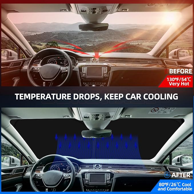 Windshield Sun Shade for H-yund-ai Santa Fe 2013-2018 Foldable Sunshade Custom - Image 2