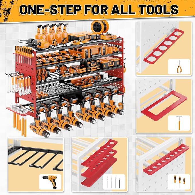 5 Layers Power Tool Organizer Wall Mount, Cordless Tool Storage Rack Holder - Image 3