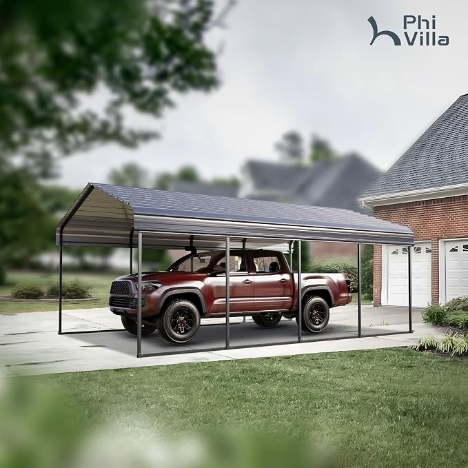 PHI VILLA 12 x 20 ft Carport Metal Carports - Image 2