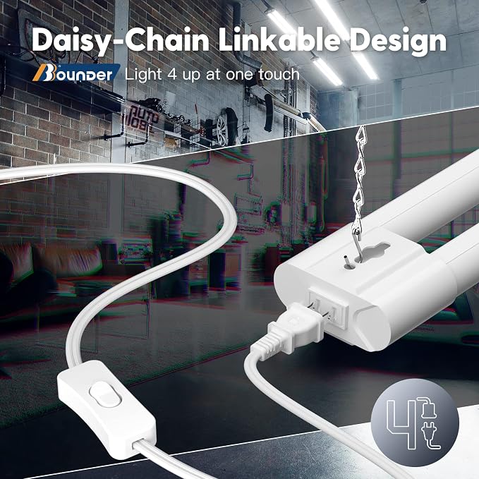 BBOUNDER 10 Pack Linkable LED Utility Shop Light, 4400 LM, Super Bright 6500K - Image 5