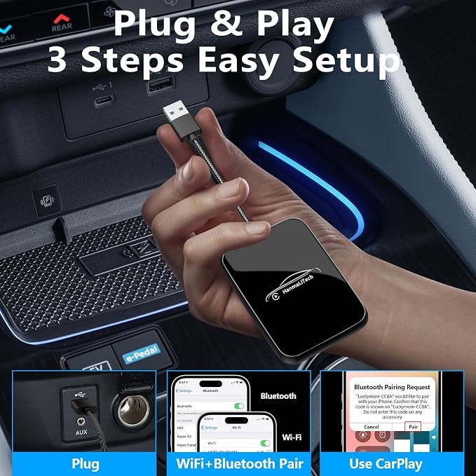 Wireless CarPlay Adapter for Apple iPhone | Mini USB Design for Convert Wired - Image 2