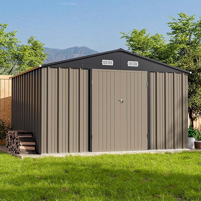 Patiowell 10 x 8 FT Outdoor Storage Shed, Large Garden Tool Metal Shed by Patiowell