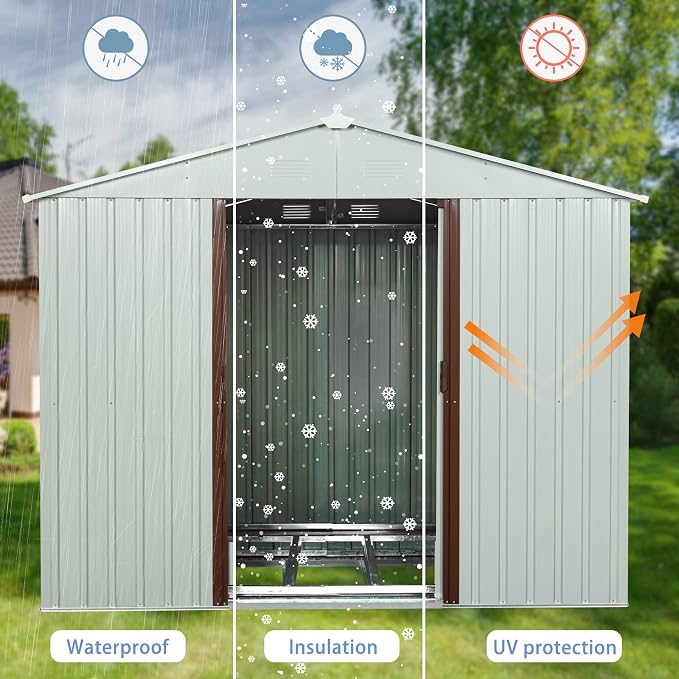 4x8 FT Outdoor Storage Shed, Metal Garden Shed - Image 8
