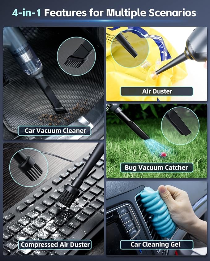 Car Vacuum Cleaner, 80W/16Kpa/20Mins, Lightweight Mini High Power Pet Portable - Image 4