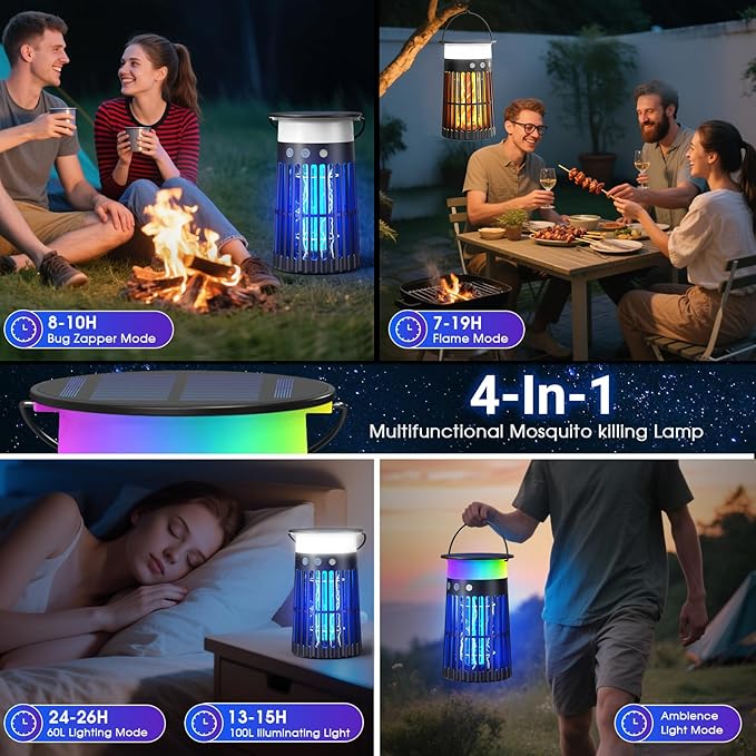 Solar Bug Zapper Outdoor, Portable Electric Mosquito Killer - Image 5